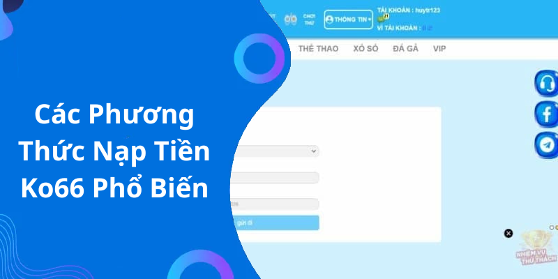 Các Phương Thức Nạp Tiền Ko66 Phổ Biến